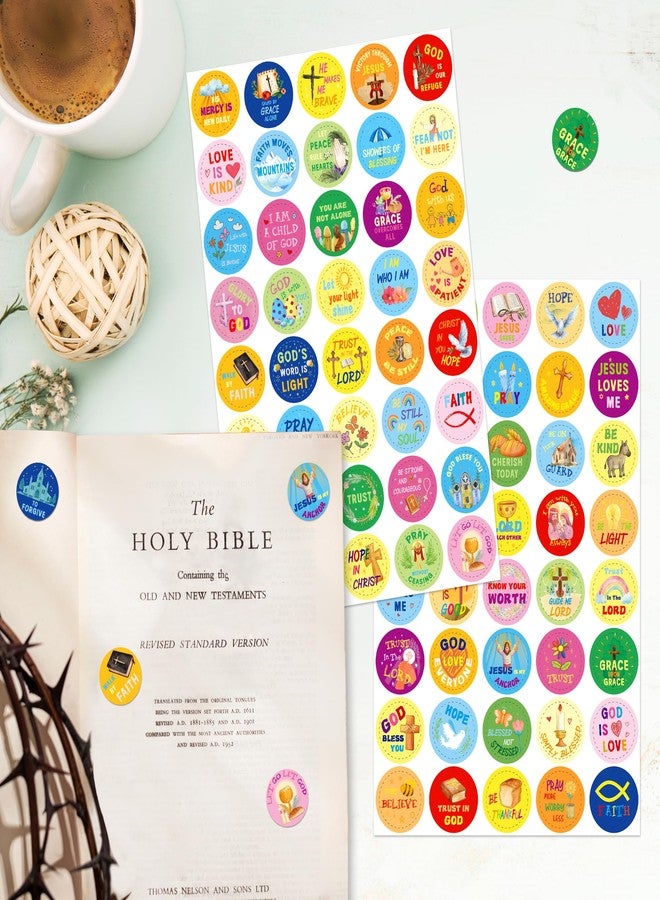 LINAYE 24 Sheets Christian Religious Stickers, 960PCS, 1", Inspirational Jesus Faith Stickers for Kids Adults, Waterproof Adhesive Bible Verse Decals for Scrapbooking, Planner, Envelope,Water Bottles - Image 4
